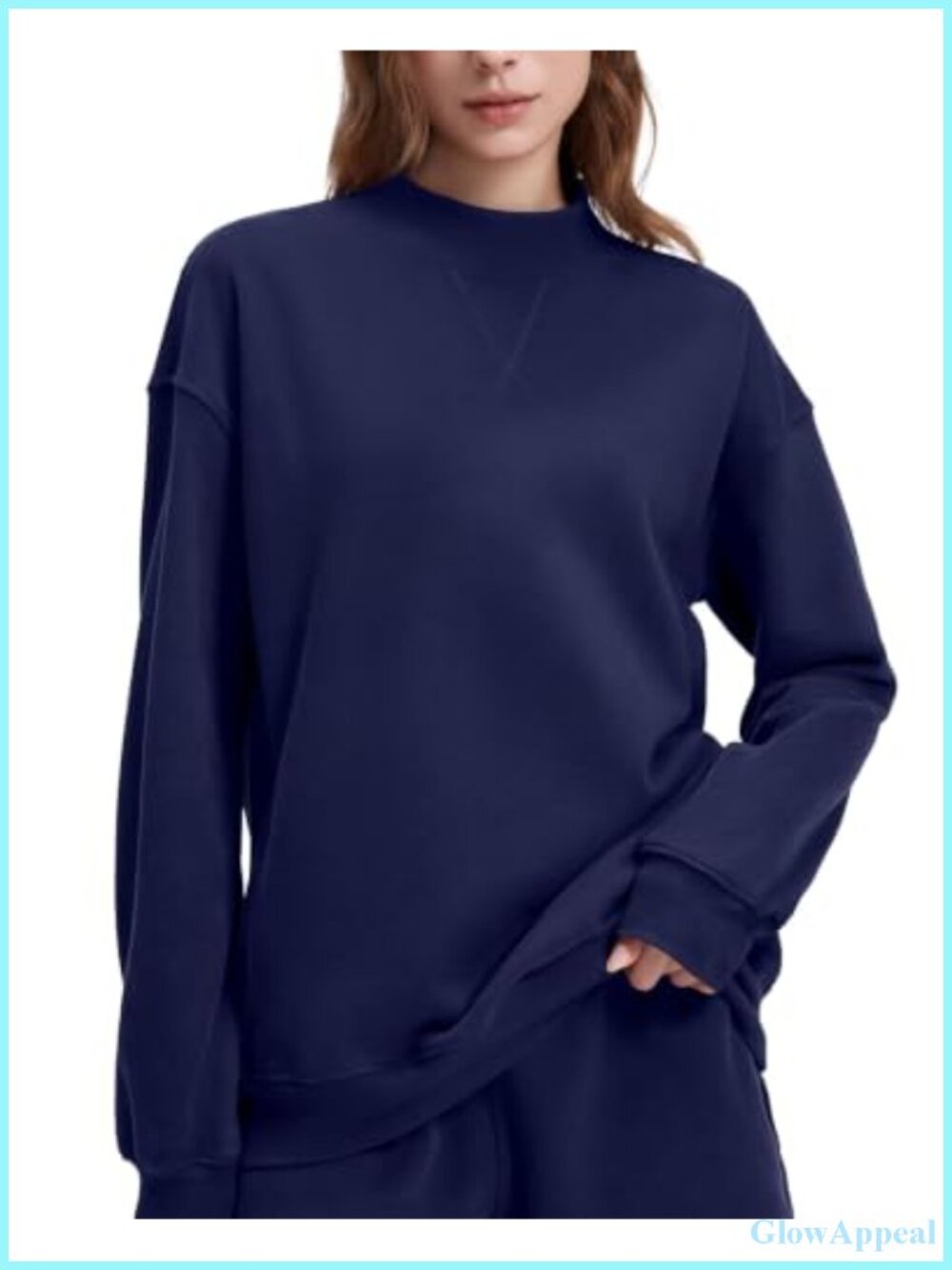 Women's 100% Cotton Mock Neck Oversized Sweatshirt Long Sleeve Pullover